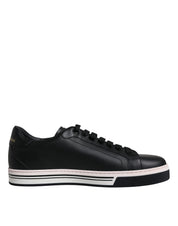 Dolce & Gabbana Black Leather Low Top Men Sneakers Shoes