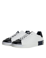 Dolce & Gabbana White Leather Logo Portofino Sneaker Shoes