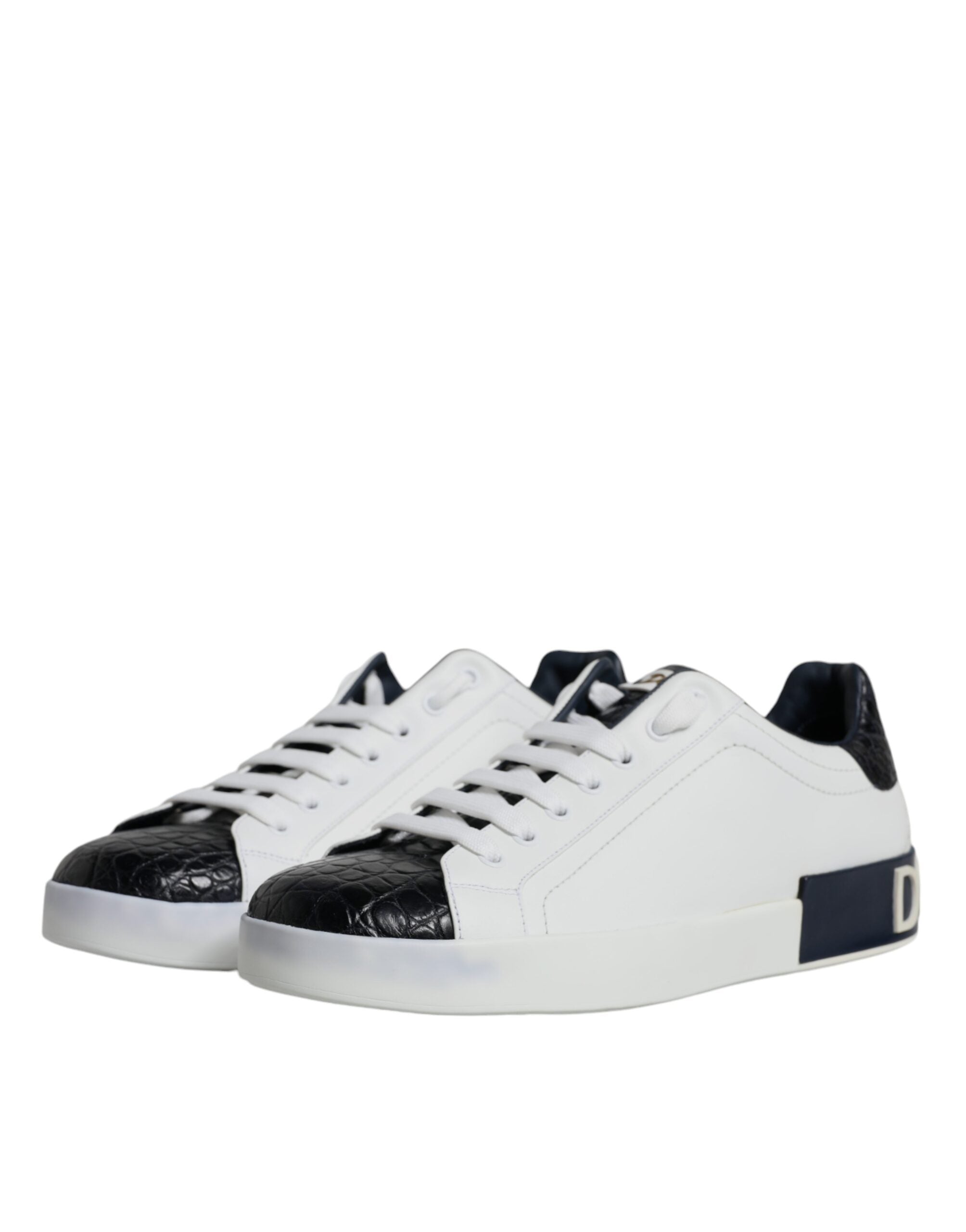 Dolce & Gabbana White Leather Logo Portofino Sneaker Shoes