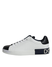 Dolce & Gabbana White Leather Logo Portofino Sneaker Shoes