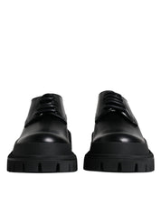 Dolce & Gabbana Black Leather Lace Up Trekking Dress Shoes