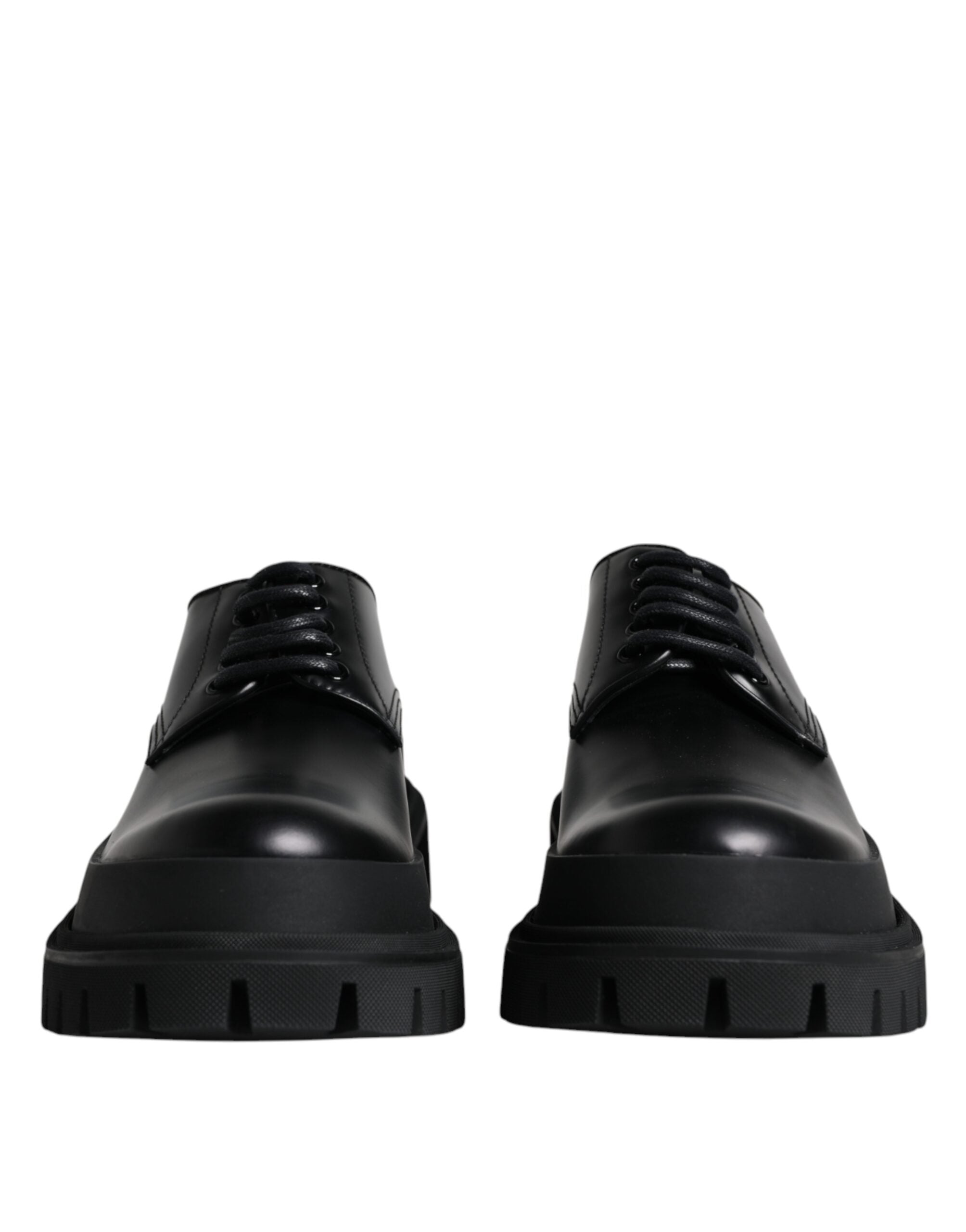 Dolce & Gabbana Black Leather Lace Up Trekking Dress Shoes