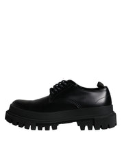 Dolce & Gabbana Black Leather Lace Up Trekking Dress Shoes