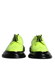 Dolce & Gabbana Neon Green Leather Lace Up Derby Dress Shoes