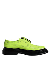 Dolce & Gabbana Neon Green Leather Lace Up Derby Dress Shoes