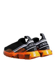 Dolce & Gabbana Black Orange Sorrento Slip On Sneakers Shoes