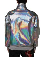 Dolce & Gabbana Silver Iridescent Full Zip Men Bomber Jacket