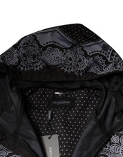 Dolce & Gabbana Black Bandana Hooded Full Zip Bomber Jacket