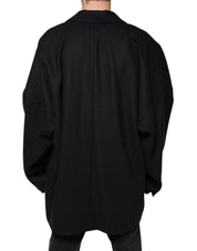 Dolce & Gabbana Black Wool Double Breasted Men Coat Jacket