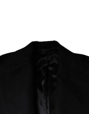 Dolce & Gabbana Black Wool Double Breasted Men Coat Jacket