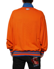 Dolce & Gabbana Orange Blue Full Zip Jersey Bomber Jacket