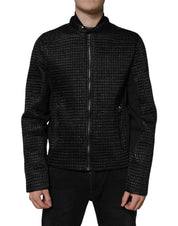 Dolce & Gabbana Black Cotton Full Zip Men Bomber Jacket