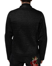 Dolce & Gabbana Black Cotton Full Zip Men Bomber Jacket