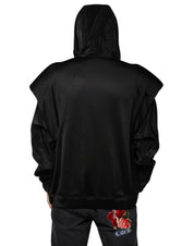 Dolce & Gabbana Black Viscose Full Zip Hooded Bomber Jacket