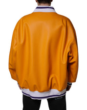 Dolce & Gabbana Orange White Full Zip Jersey Bomber Jacket