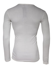 Dolce & Gabbana White Cotton Buttoned Long Sleeves T-shirt