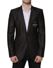 Dolce & Gabbana Black Bee Wool Single Breasted Formal Blazer