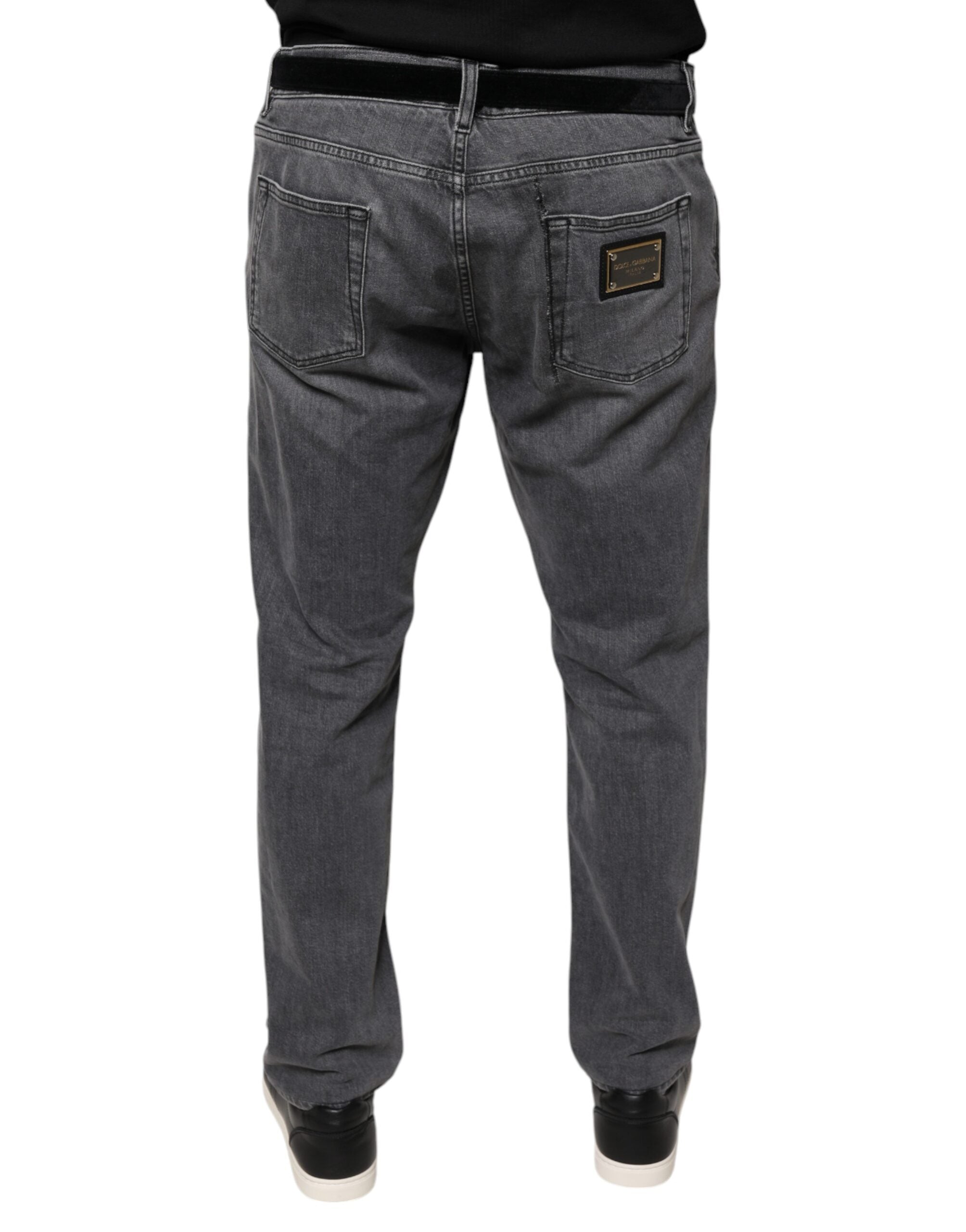 Dolce & Gabbana Dark Gray Cotton Stretch Skinny Denim Jeans