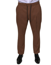 Dolce & Gabbana Brown Stripes Skinny Men Dress Pants