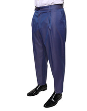 Dolce & Gabbana Blue Wool Tapered Formal Dress Pants