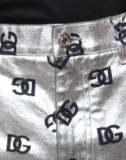 Dolce & Gabbana Silver DG Monogram Skinny Men Denim Jeans