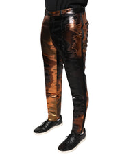 Dolce & Gabbana Multicolor Jacquard Skinny Men Pants