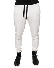 Dolce & Gabbana White Cotton Slim Men Jogger Sweatpants Pants