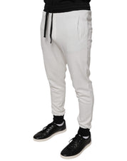 Dolce & Gabbana White Cotton Slim Men Jogger Sweatpants Pants