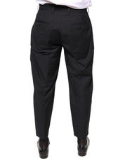 Dolce & Gabbana Black Crown Cotton Dress Pants