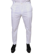 Dolce & Gabbana White Cotton Skinny Dress Pants