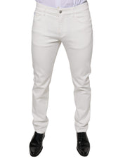 Dolce & Gabbana White Cotton Skinny Slim Men Denim Jeans