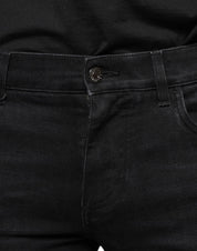 Dolce & Gabbana Black Tattered Cotton Skinny Men Denim Jeans