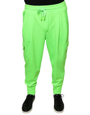 Dolce & Gabbana Neon Green Polyester Cargo Jogger Sweatpants Pants