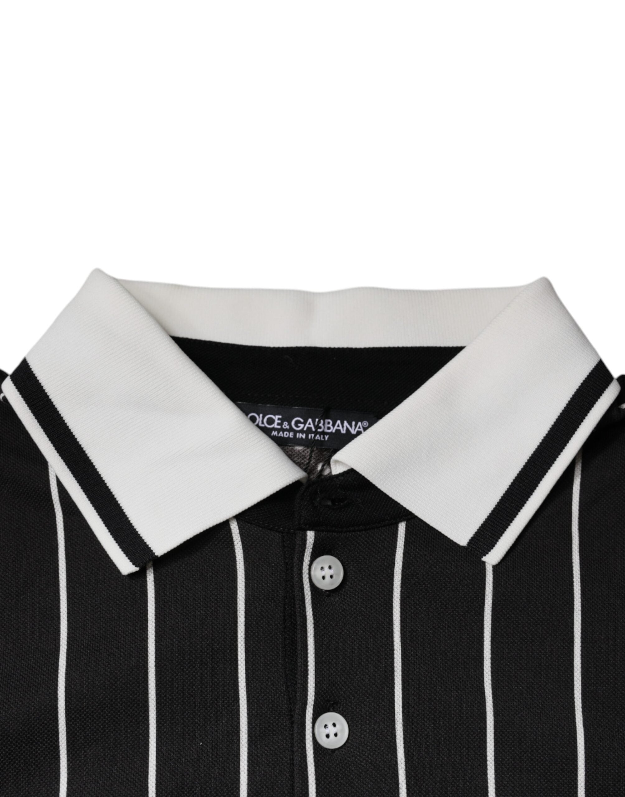 Dolce & Gabbana Black White Stripes Collared Polo T-shirt