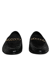 Dolce & Gabbana Black Exotic Leather Loafers Men Dress Shoes