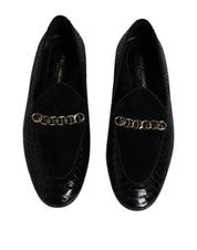 Dolce & Gabbana Black Exotic Leather Loafers Men Dress Shoes