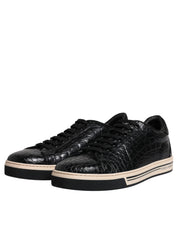 Dolce & Gabbana Black Leather Low Top Men Sneakers Shoes