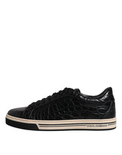 Dolce & Gabbana Black Leather Low Top Men Sneakers Shoes