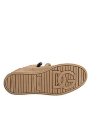 Dolce & Gabbana Brown Jute Fabric Low Top Men Sneakers Shoes
