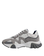 Versace Grey Leather Neoprene Chunky Low Top Squalo Sneakers Shoes