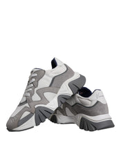 Versace Grey Leather Neoprene Chunky Low Top Squalo Sneakers Shoes