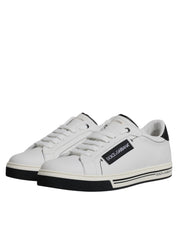 Dolce & Gabbana White Leather Low Top Men Sneakers Shoes