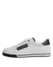 Dolce & Gabbana White Leather Low Top Men Sneakers Shoes