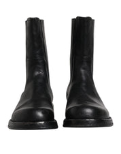 Dolce & Gabbana Black Horse Leather Mid Calf Boots Shoes