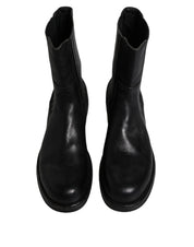 Dolce & Gabbana Black Horse Leather Mid Calf Boots Shoes