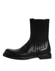 Dolce & Gabbana Black Horse Leather Mid Calf Boots Shoes