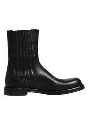 Dolce & Gabbana Black Horse Leather Mid Calf Boots Shoes