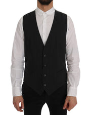 Dolce & Gabbana Elegant Striped Gray Waistcoat Vest