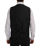 Dolce & Gabbana Elegant Gray Striped Men's Waistcoat Vest