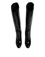 Dolce & Gabbana Black Patent Leather Vally High Boots Shoes